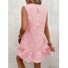 imageSOLY HUX Womens Ruffle Hem Sleeveless Tank Dress Round Neck Casual Jacquard Hem Smock Summer Mini DressesLight Pink