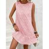 imageSOLY HUX Womens Ruffle Hem Sleeveless Tank Dress Round Neck Casual Jacquard Hem Smock Summer Mini DressesLight Pink