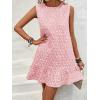 imageSOLY HUX Womens Ruffle Hem Sleeveless Tank Dress Round Neck Casual Jacquard Hem Smock Summer Mini DressesLight Pink