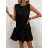 imageSOLY HUX Womens Ruffle Hem Sleeveless Tank Dress Round Neck Casual Jacquard Hem Smock Summer Mini DressesPlain Black