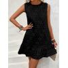 imageSOLY HUX Womens Ruffle Hem Sleeveless Tank Dress Round Neck Casual Jacquard Hem Smock Summer Mini DressesPlain Black
