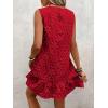 imageSOLY HUX Womens Ruffle Hem Sleeveless Tank Dress Round Neck Casual Jacquard Hem Smock Summer Mini DressesPlain Red