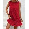 imageSOLY HUX Womens Ruffle Hem Sleeveless Tank Dress Round Neck Casual Jacquard Hem Smock Summer Mini DressesPlain Red