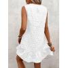 imageSOLY HUX Womens Ruffle Hem Sleeveless Tank Dress Round Neck Casual Jacquard Hem Smock Summer Mini DressesPlain White