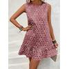 imageSOLY HUX Womens Ruffle Hem Sleeveless Tank Dress Round Neck Casual Jacquard Hem Smock Summer Mini DressesRusty Rose