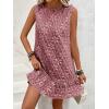 imageSOLY HUX Womens Ruffle Hem Sleeveless Tank Dress Round Neck Casual Jacquard Hem Smock Summer Mini DressesRusty Rose