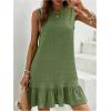 imageSOLY HUX Womens Ruffle Hem Sleeveless Tank Dress Round Neck Casual Smock Summer Mini DressesArmy Green