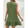 imageSOLY HUX Womens Ruffle Hem Sleeveless Tank Dress Round Neck Casual Smock Summer Mini DressesArmy Green