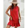 imageSOLY HUX Womens Ruffle Hem Sleeveless Tank Dress Round Neck Casual Smock Summer Mini DressesPlain Burgundy