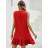 imageSOLY HUX Womens Ruffle Hem Sleeveless Tank Dress Round Neck Casual Smock Summer Mini DressesPlain Burgundy