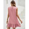 imageSOLY HUX Womens Ruffle Hem Sleeveless Tank Dress Round Neck Casual Smock Summer Mini DressesPlain Dusty Pink