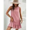 imageSOLY HUX Womens Ruffle Hem Sleeveless Tank Dress Round Neck Casual Smock Summer Mini DressesPlain Dusty Pink