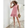 imageSOLY HUX Womens Ruffle Hem Sleeveless Tank Dress Round Neck Casual Smock Summer Mini DressesPlain Dusty Pink