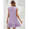 imageSOLY HUX Womens Ruffle Hem Sleeveless Tank Dress Round Neck Casual Smock Summer Mini DressesPlain Purple