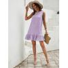 imageSOLY HUX Womens Ruffle Hem Sleeveless Tank Dress Round Neck Casual Smock Summer Mini DressesPlain Purple