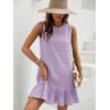 imageSOLY HUX Womens Ruffle Hem Sleeveless Tank Dress Round Neck Casual Smock Summer Mini DressesPlain Purple