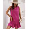 imageSOLY HUX Womens Ruffle Hem Sleeveless Tank Dress Round Neck Casual Smock Summer Mini DressesPlain Red