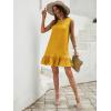 imageSOLY HUX Womens Ruffle Hem Sleeveless Tank Dress Round Neck Casual Smock Summer Mini DressesPlain Yellow