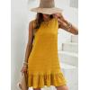 imageSOLY HUX Womens Ruffle Hem Sleeveless Tank Dress Round Neck Casual Smock Summer Mini DressesPlain Yellow