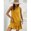 imageSOLY HUX Womens Ruffle Hem Sleeveless Tank Dress Round Neck Casual Smock Summer Mini DressesPlain Yellow