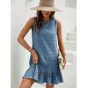 imageSOLY HUX Womens Ruffle Hem Sleeveless Tank Dress Round Neck Casual Smock Summer Mini DressesSolid Blue