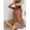 imageSOLY HUX Womens Ruffle Hem Sleeveless Tank Dress Round Neck Casual Smock Summer Mini DressesSolid Coffee Brown