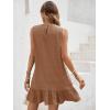 imageSOLY HUX Womens Ruffle Hem Sleeveless Tank Dress Round Neck Casual Smock Summer Mini DressesSolid Coffee Brown