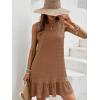imageSOLY HUX Womens Ruffle Hem Sleeveless Tank Dress Round Neck Casual Smock Summer Mini DressesSolid Coffee Brown