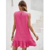 imageSOLY HUX Womens Ruffle Hem Sleeveless Tank Dress Round Neck Casual Smock Summer Mini DressesSolid Hot Pink