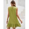 imageSOLY HUX Womens Ruffle Hem Sleeveless Tank Dress Round Neck Casual Smock Summer Mini DressesSolid Lime Green