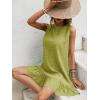 imageSOLY HUX Womens Ruffle Hem Sleeveless Tank Dress Round Neck Casual Smock Summer Mini DressesSolid Lime Green