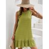 imageSOLY HUX Womens Ruffle Hem Sleeveless Tank Dress Round Neck Casual Smock Summer Mini DressesSolid Lime Green