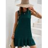 imageSOLY HUX Womens Ruffle Hem Sleeveless Tank Dress Round Neck Casual Smock Summer Mini DressesSolid Teal Blue