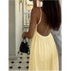 imageSOLY HUX Womens Summer Dress Backless V Neck Spaghetti Strap Loose Flowy Midi Cami DressesPure Yellow