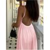 imageSOLY HUX Womens Summer Dress Backless V Neck Spaghetti Strap Loose Flowy Midi Cami DressesSolid Light Pink