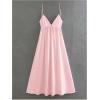imageSOLY HUX Womens Summer Dress Backless V Neck Spaghetti Strap Loose Flowy Midi Cami DressesSolid Light Pink