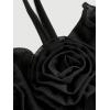 imageSOLY HUX Womens Summer Dresses Halter Bodycon Irregular Ruffle Trim 3D Flower Cami Mini Party Club DressBlack