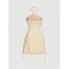 imageSOLY HUX Womens Summer Dresses Halter Bodycon Irregular Ruffle Trim 3D Flower Cami Mini Party Club DressPlain Apricot