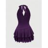 imageSOLY HUX Womens Summer Halter Backless Mini Dress Flowy Sleeveless V Neck Tie Back A Line Western Casual Sun DressesPurple Printed