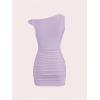 imageSOLY HUX Womens Summer Mini Dresses Off The Shoulder Ruched Bodycon Graduation Dress Sexy Going Out Party Club OutfitsPlain Purple
