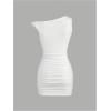 imageSOLY HUX Womens Summer Mini Dresses Off The Shoulder Ruched Bodycon Graduation Dress Sexy Going Out Party Club OutfitsPlain White