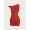 imageSOLY HUX Womens Summer Mini Dresses Off The Shoulder Ruched Bodycon Graduation Dress Sexy Going Out Party Club OutfitsSolid Red