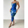 imageSOLY HUX Womens Tie Dye Cowl Neck Split Hem Bodycon Cami Dress Backless Long DressesBlue Tie Dye