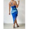 imageSOLY HUX Womens Tie Dye Cowl Neck Split Hem Bodycon Cami Dress Backless Long DressesBlue Tie Dye