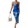 imageSOLY HUX Womens Tie Dye Cowl Neck Split Hem Bodycon Cami Dress Backless Long DressesBlue Tie Dye