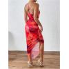 imageSOLY HUX Womens Tie Dye Cowl Neck Split Hem Bodycon Cami Dress Backless Long DressesCoral Pink Multi