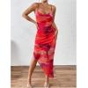 imageSOLY HUX Womens Tie Dye Cowl Neck Split Hem Bodycon Cami Dress Backless Long DressesCoral Pink Multi