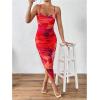 imageSOLY HUX Womens Tie Dye Cowl Neck Split Hem Bodycon Cami Dress Backless Long DressesCoral Pink Multi