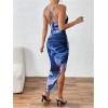 imageSOLY HUX Womens Tie Dye Cowl Neck Split Hem Bodycon Cami Dress Backless Long DressesDusty Blue Multi