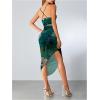 imageSOLY HUX Womens Tie Dye Cowl Neck Split Hem Bodycon Cami Dress Backless Long DressesGreen Multi